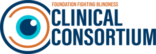 Foundation Fighting Blindness Clinical Consortium logo with a graphic on an eye to the left of the text.